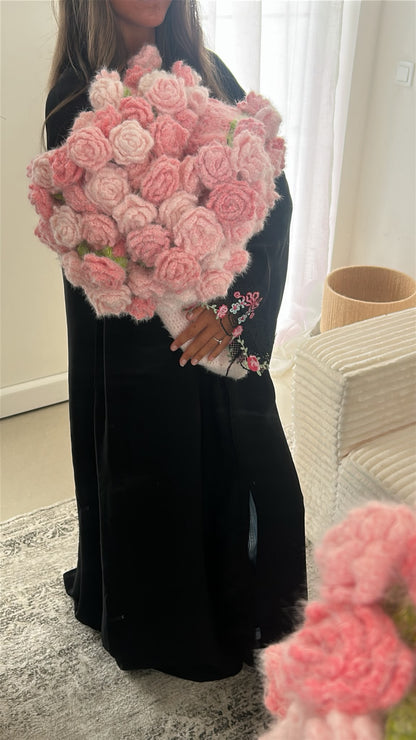 Plaid-bouquet de roses roses - vue en pied